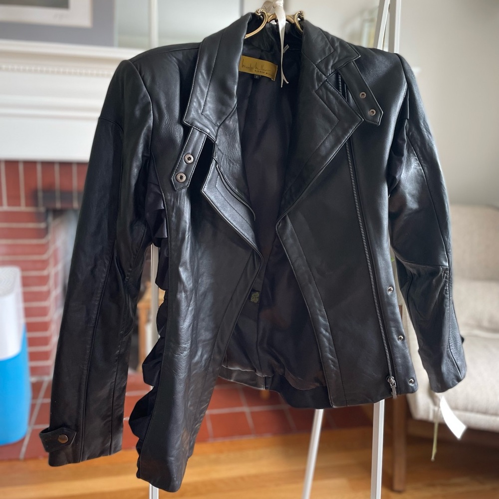 Nicole miller black leather jacket